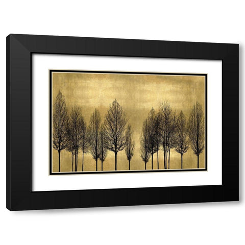 Tree Line on Gold Black Modern Wood Framed Art Print with Double Matting by Bennett, Kate