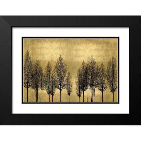 Tree Line on Gold Black Modern Wood Framed Art Print with Double Matting by Bennett, Kate