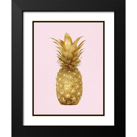 Pineapple Gold on Pink II Black Modern Wood Framed Art Print with Double Matting by Bennett, Kate