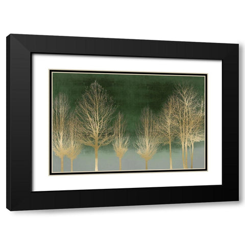 Gold Forest on Green Black Modern Wood Framed Art Print with Double Matting by Bennett, Kate