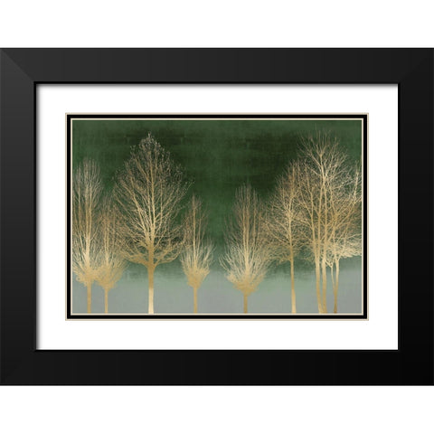 Gold Forest on Green Black Modern Wood Framed Art Print with Double Matting by Bennett, Kate