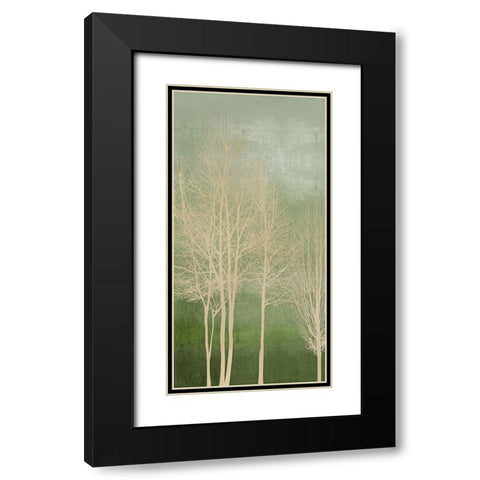 Trees on Green Panel I Black Modern Wood Framed Art Print with Double Matting by Bennett, Kate