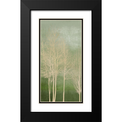 Trees on Green Panel I Black Modern Wood Framed Art Print with Double Matting by Bennett, Kate