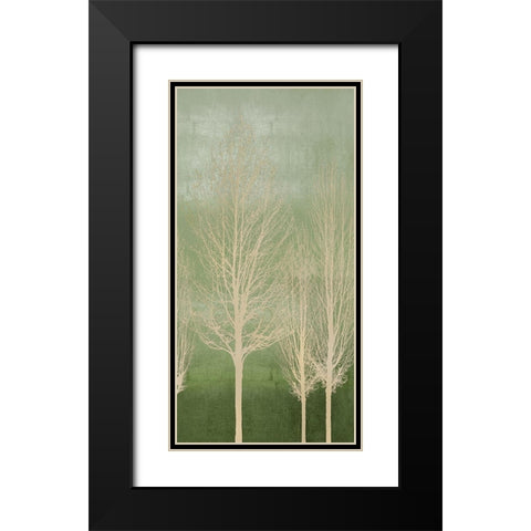 Trees on Green Panel II Black Modern Wood Framed Art Print with Double Matting by Bennett, Kate