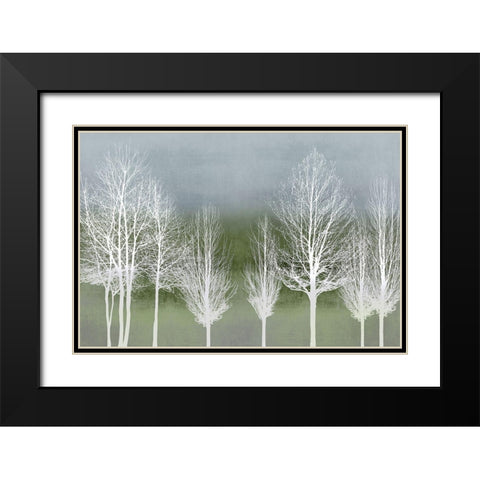 Trees on Green  Black Modern Wood Framed Art Print with Double Matting by Bennett, Kate