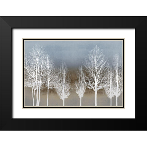 Trees on Brown and Blue Black Modern Wood Framed Art Print with Double Matting by Bennett, Kate