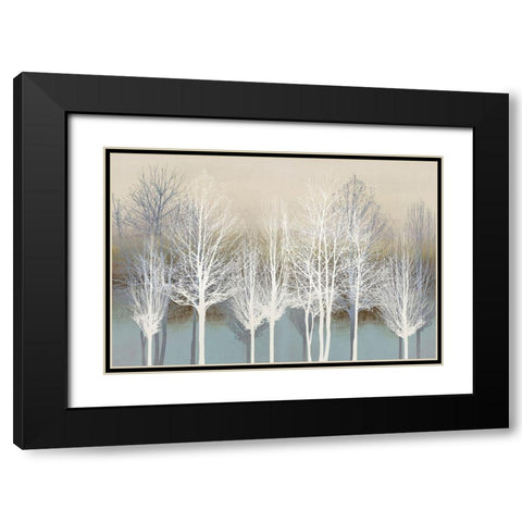 Trees on Aqua Black Modern Wood Framed Art Print with Double Matting by Bennett, Kate