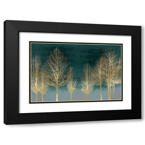 Gold Forest on Teal Black Modern Wood Framed Art Print with Double Matting by Bennett, Kate
