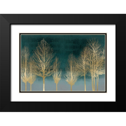Gold Forest on Teal Black Modern Wood Framed Art Print with Double Matting by Bennett, Kate