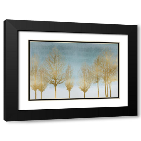 Gold Forest on Aqua Black Modern Wood Framed Art Print with Double Matting by Bennett, Kate