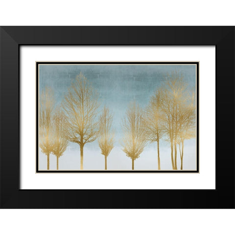 Gold Forest on Aqua Black Modern Wood Framed Art Print with Double Matting by Bennett, Kate
