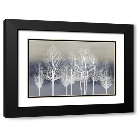Trees on Blue Black Modern Wood Framed Art Print with Double Matting by Bennett, Kate