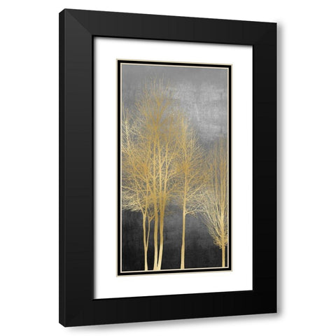 Gold Trees on Gray Panel I Black Modern Wood Framed Art Print with Double Matting by Bennett, Kate