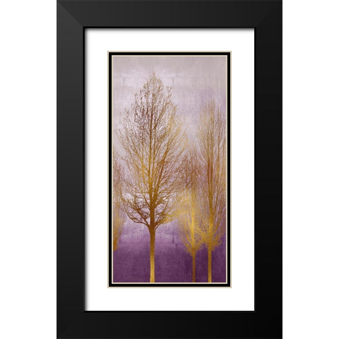 Gold Trees on Purple Panel I  Black Modern Wood Framed Art Print with Double Matting by Bennett, Kate