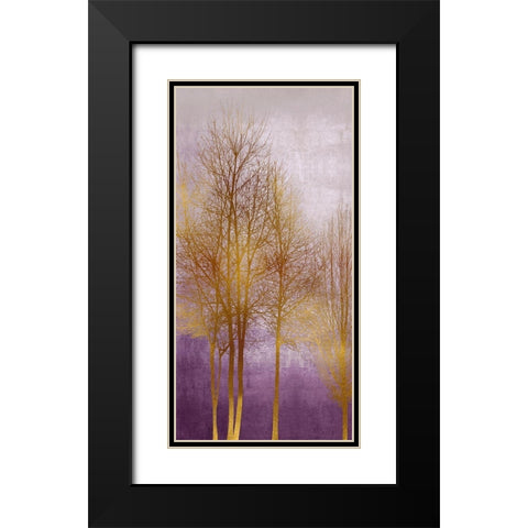 Gold Trees on Purple Panel II Black Modern Wood Framed Art Print with Double Matting by Bennett, Kate
