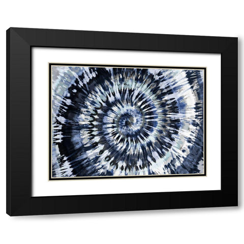 Tie Dye Indigo Blue Black Modern Wood Framed Art Print with Double Matting by Kearns, Molly