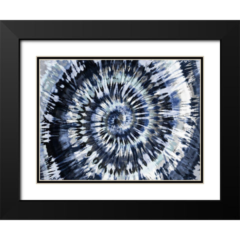 Tie Dye Indigo Blue Black Modern Wood Framed Art Print with Double Matting by Kearns, Molly