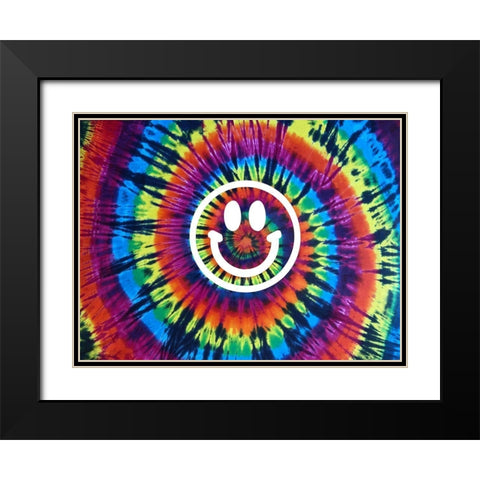 Tie Dye Rainbow Happy Face Black Modern Wood Framed Art Print with Double Matting by Kearns, Molly