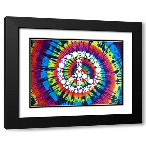 Tie Dye Rainbow Peace Sign II Black Modern Wood Framed Art Print with Double Matting by Kearns, Molly