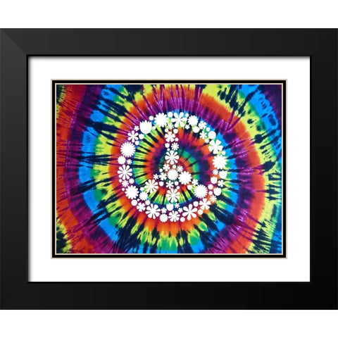 Tie Dye Rainbow Peace Sign II Black Modern Wood Framed Art Print with Double Matting by Kearns, Molly