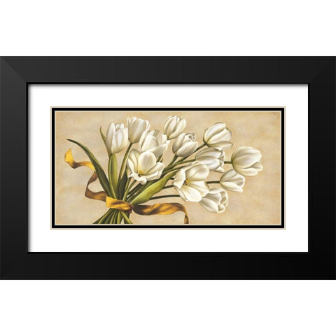Bouquet perla Black Modern Wood Framed Art Print with Double Matting by Corradini, Lisa