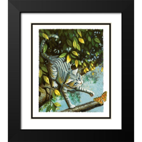 Flutterby Black Modern Wood Framed Art Print with Double Matting by Seeley, Laura