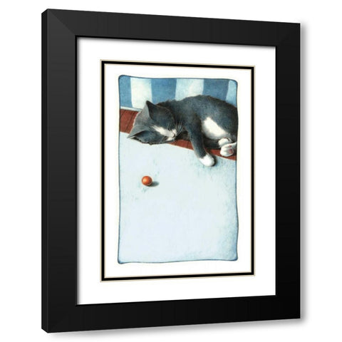 Power Nap (with Mouse) Black Modern Wood Framed Art Print with Double Matting by Seeley, Laura