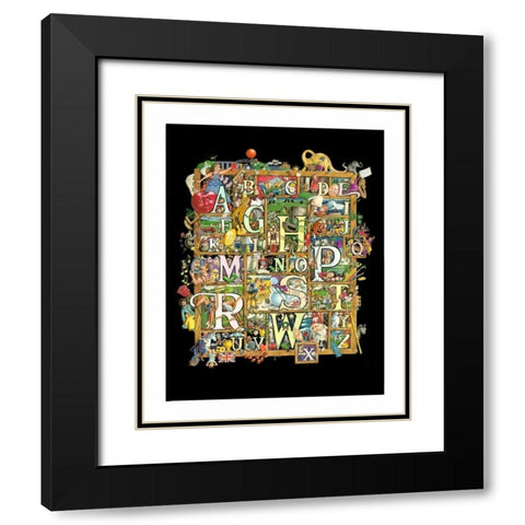 Shadowbox Hunt -Alphabet Soup Black Modern Wood Framed Art Print with Double Matting by Seeley, Laura