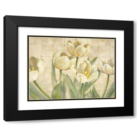 White Tulips on Ivory Black Modern Wood Framed Art Print with Double Matting by Mckee, Lauren