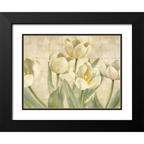 White Tulips on Ivory Black Modern Wood Framed Art Print with Double Matting by Mckee, Lauren