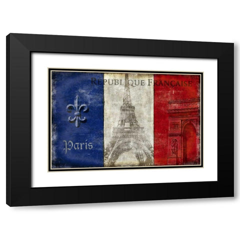 Republique Francaise Black Modern Wood Framed Art Print with Double Matting by Wilson, Luke