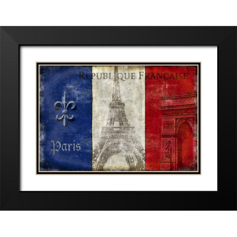 Republique Francaise Black Modern Wood Framed Art Print with Double Matting by Wilson, Luke