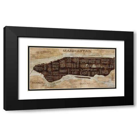 Manhattan Neighborhoods Black Modern Wood Framed Art Print with Double Matting by Wilson, Luke