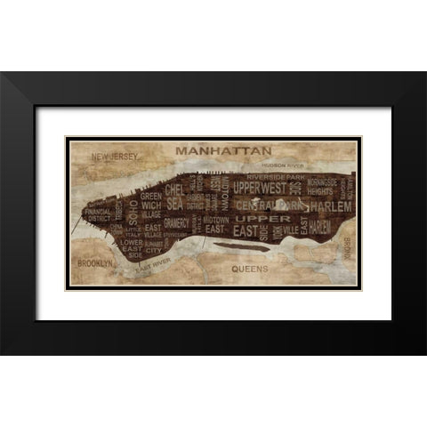 Manhattan Neighborhoods Black Modern Wood Framed Art Print with Double Matting by Wilson, Luke