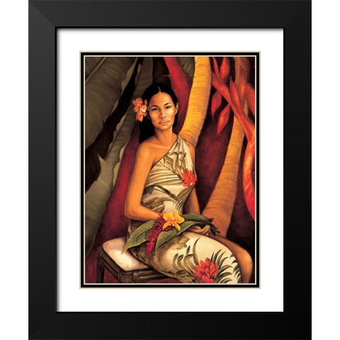 Island Woman II Black Modern Wood Framed Art Print with Double Matting by Arellano, Migdalia