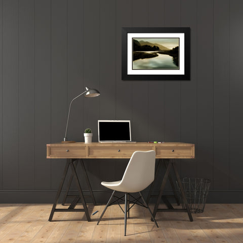 Calm River I Black Modern Wood Framed Art Print with Double Matting by Clark, Madeline