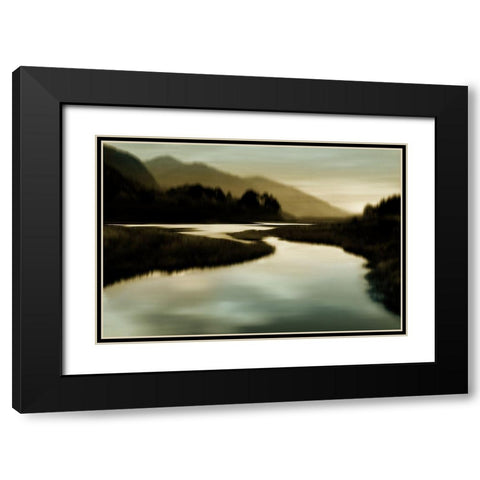 Calm River I Black Modern Wood Framed Art Print with Double Matting by Clark, Madeline