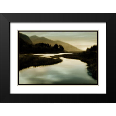 Calm River I Black Modern Wood Framed Art Print with Double Matting by Clark, Madeline