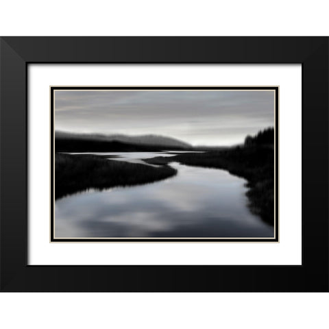 Calm River II Black Modern Wood Framed Art Print with Double Matting by Clark, Madeline