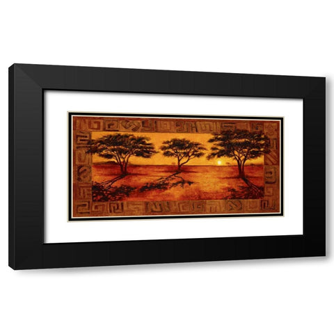 Serengeti Sunset Black Modern Wood Framed Art Print with Double Matting by Madou