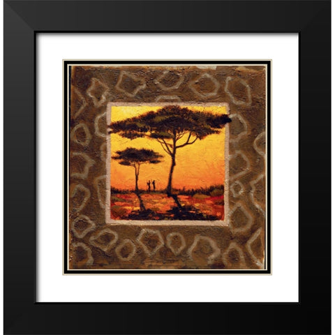 Savannah Sunset II Black Modern Wood Framed Art Print with Double Matting by Madou