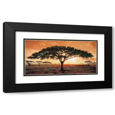 Memories of Masai Mara Black Modern Wood Framed Art Print with Double Matting by Madou