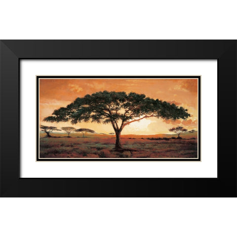 Memories of Masai Mara Black Modern Wood Framed Art Print with Double Matting by Madou