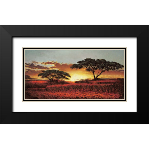 Memories of Serengeti Black Modern Wood Framed Art Print with Double Matting by Madou
