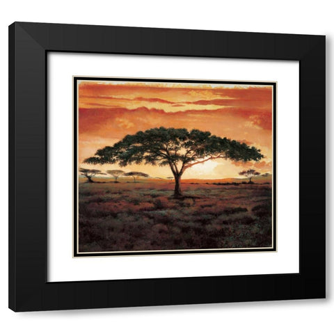 Masai Tree Black Modern Wood Framed Art Print with Double Matting by Madou