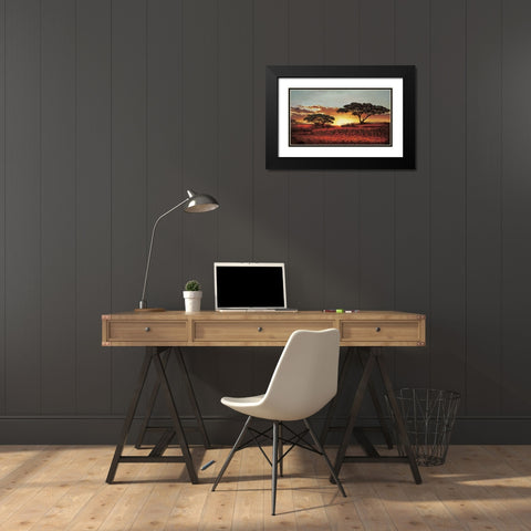 Red Plains Black Modern Wood Framed Art Print with Double Matting by Madou