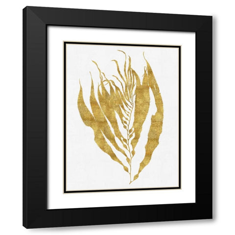 Sea Life - Gold on White I Black Modern Wood Framed Art Print with Double Matting by Miller, Melonie