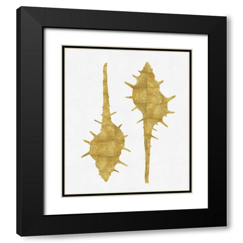 Sea Life - Gold on White II Black Modern Wood Framed Art Print with Double Matting by Miller, Melonie