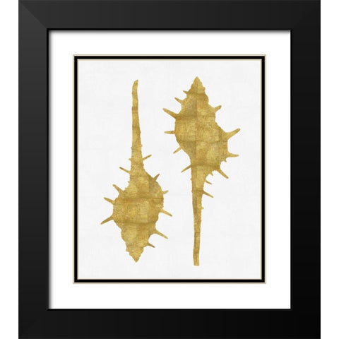 Sea Life - Gold on White II Black Modern Wood Framed Art Print with Double Matting by Miller, Melonie
