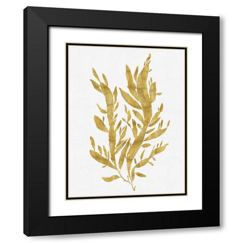 Sea Life - Gold on White IV Black Modern Wood Framed Art Print with Double Matting by Miller, Melonie